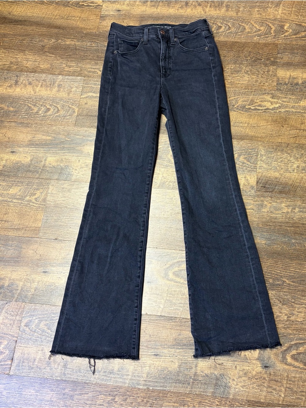 Veronica Beard Jeans Womens 26 Leena Bootcut High Rise Raw Hem Stretch Black
